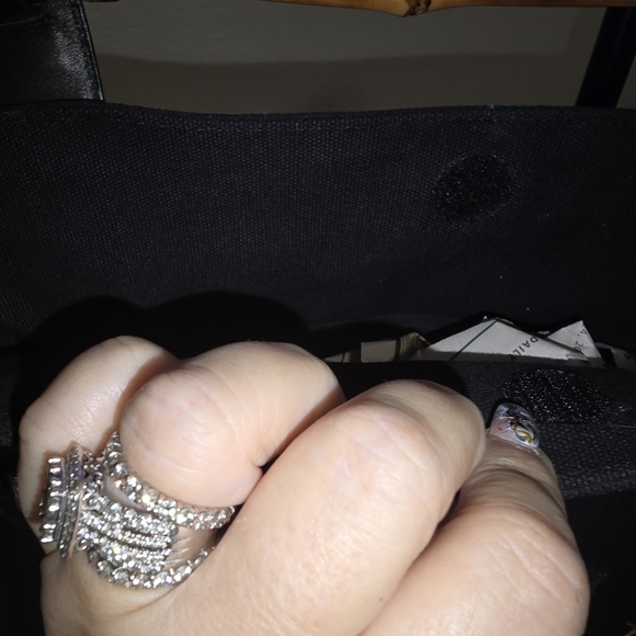 Unique Black Bamboo-Handle Embroidered Medium Tote Bag - Preloved Condition - Picture 8 of 9